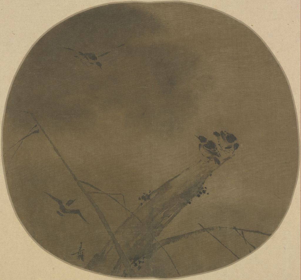图片[1]-Liang Kai Sparse Willow and Winter Crow Drawing Page-China Archive